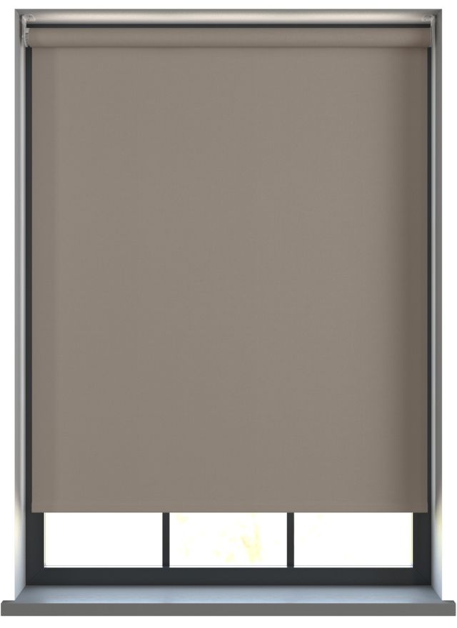Our Amor Antique Steel Roller blind in a bedroom window.