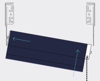 A diagram showing how to clip one side of the blind into the bracket A diagram showing how to clip one side of the blind into the bracket